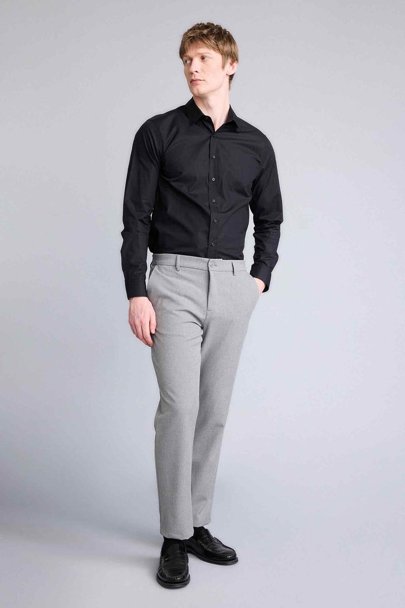 DeFacto Grey Man Tailored Fit Straight Leg Trousers Casual - Image 5