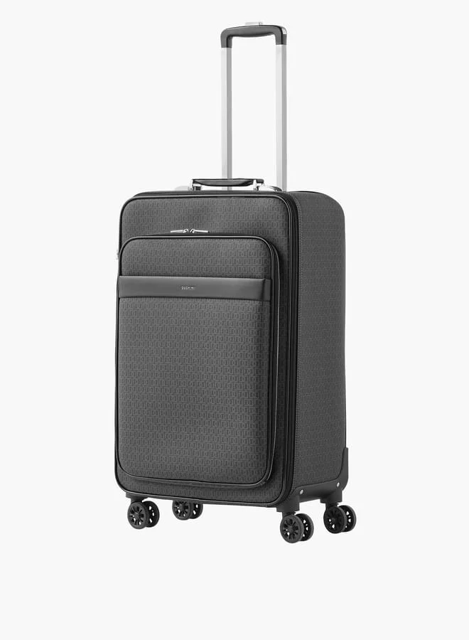 دوتشيني Men's Monogram Print Softcase Trolley Bag with Retractable Handle 24-M - Domestic
