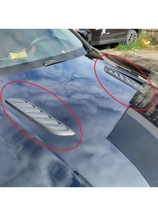 Bright Black Carbon Fiber Hood Air Vents 16.54in for Trucks SUVs Easy Installation No Drilling - Image 1
