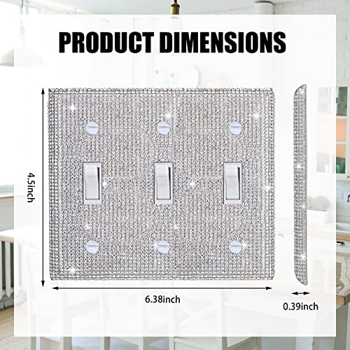 Gaocai Shiny Silver Rhinestones Wall Plate Cover Triple Toggle Light Switch Cover Durable Double Rhinestones Outlet Covers Wall Plate - Image 2