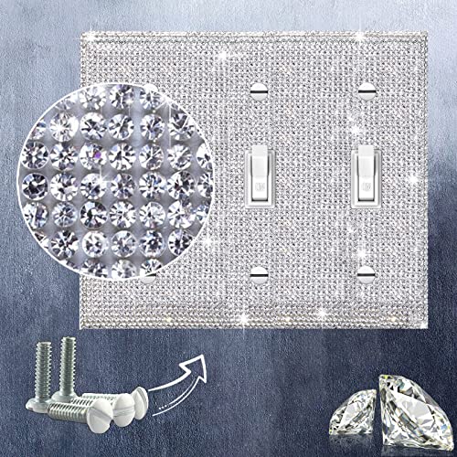 Gaocai Shiny Silver Rhinestones Wall Plate Cover Triple Toggle Light Switch Cover Durable Double Rhinestones Outlet Covers Wall Plate - Image 3