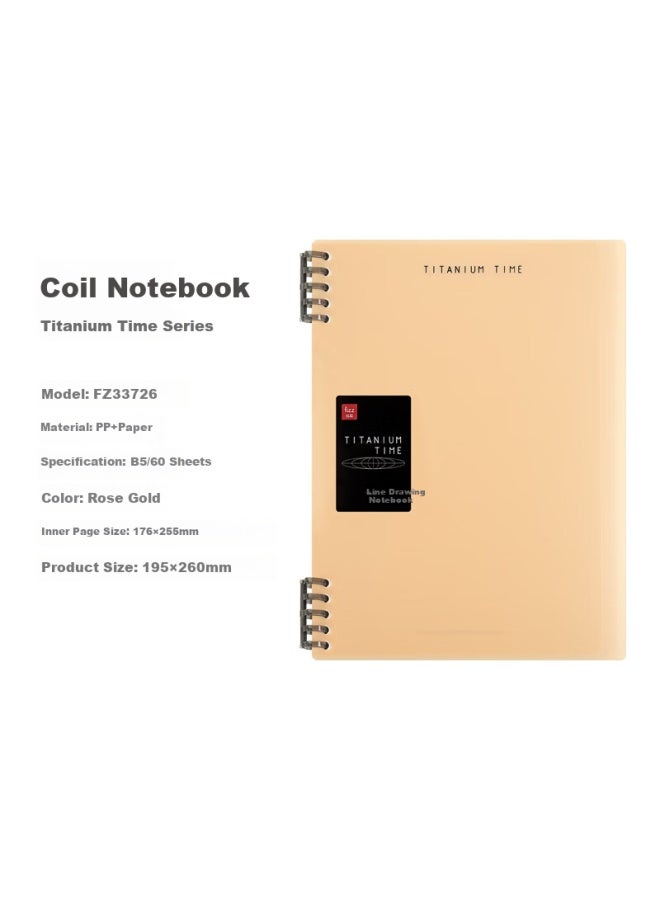 Fizzy Stationery B5/60 Sheets/10 Holes Detachable Spiral-Bound Pp Cover Notebook, Journal, Planner, Diary, Study Notebook, Rose Gold Fz33726 - Image 1