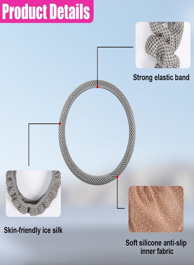 UHANBUT Elastic Stretch Steering Wheel Cover, Anti-Slip 15 inch Microfiber Odorless Breathable Ice Silk Car Steering Wheel Protector, Easy Carry, Warm in Winter & Cool in Summer (Grey) - Image 3