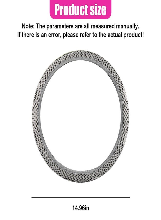UHANBUT Elastic Stretch Steering Wheel Cover, Anti-Slip 15 inch Microfiber Odorless Breathable Ice Silk Car Steering Wheel Protector, Easy Carry, Warm in Winter & Cool in Summer (Grey) - Image 2