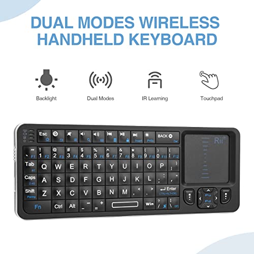 Rii K06 Mini Bluetooth Keyboard,Backlit 2.4GHz Wireless Keyboard with IR Learning, Portable with Touchpad,Compatible with Amazon Fire Stick/VR Glasses/PS4/PS5/HTPC/IPTV (2.4G and Bluetooth) - Image 3