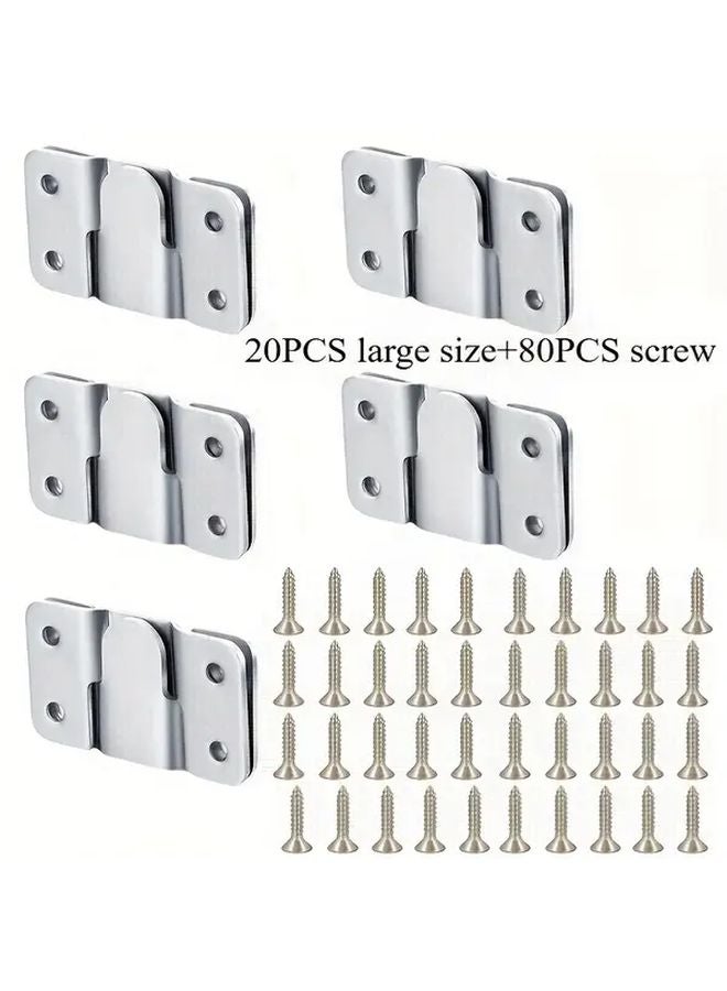 20PCS Stainless Steel Heavy Duty Interlocking Frame Hooks With Screws Z Clip Brackets - Image 4