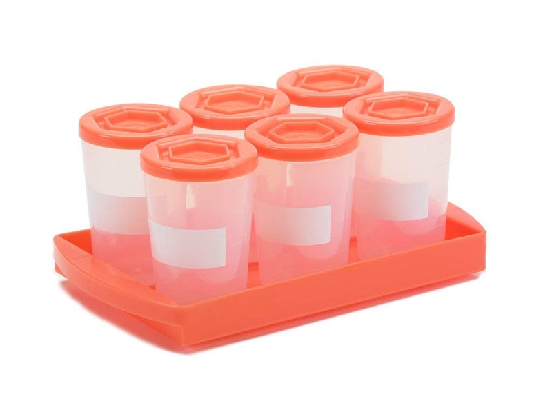 Sprout Cups Baby Food Storage Containers w Interlocking Lids, 6 Pack- 4oz Reusable Leakproof Plastic Jars w Locking Tray- Freezer, Microwave & Dishwasher Safe- BPA/PVC Free, Compatible with Bullet Blender - Image 4