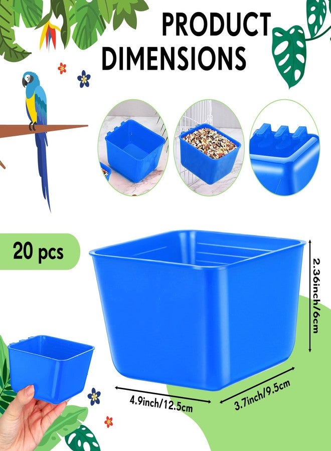 Maxdot 20 Pcs Chicken Water Feeder Cups 16 oz Pigeon Bird Feeder Cups Hanging Cage Chicken Water Cup for Pet Parrot Rooster Parakeet Bunny Poultry Wire Hutch(Blue) - Image 2