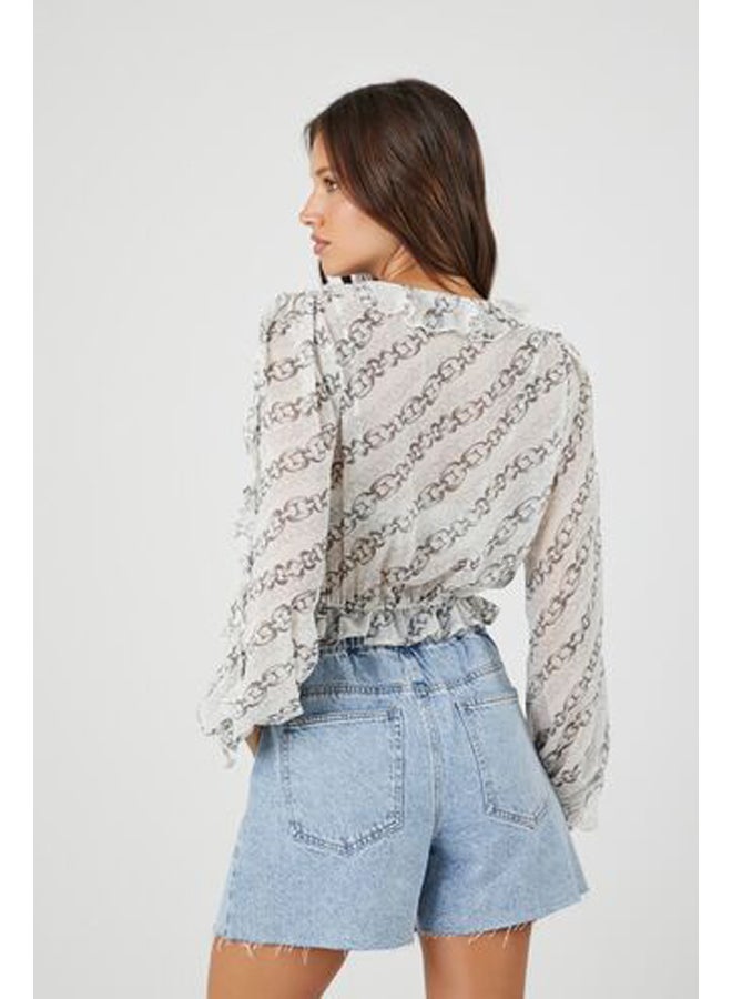 FOREVER 21 Chain Print Chiffon Top - Image 3