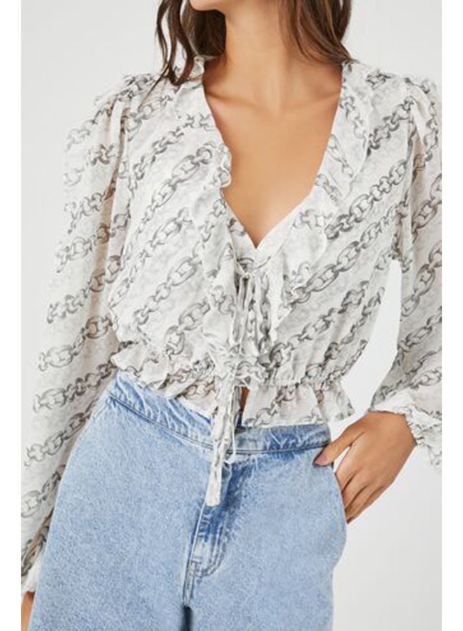 FOREVER 21 Chain Print Chiffon Top - Image 5