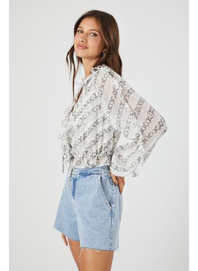 FOREVER 21 Chain Print Chiffon Top - Image 2