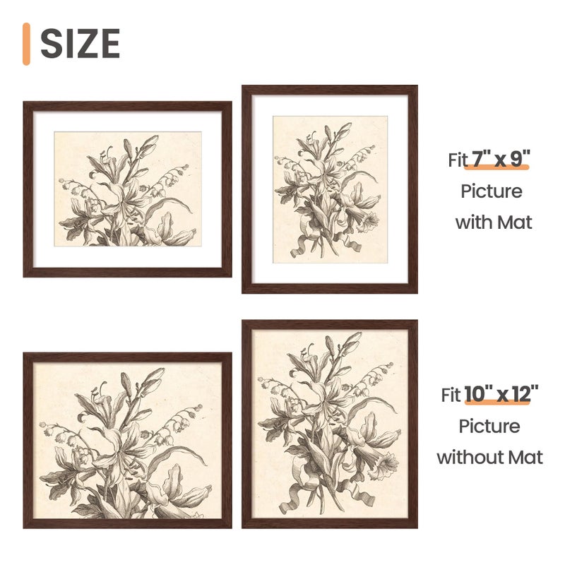 upsimples upsimples 10x12 Picture Frame  Display Pictures 7x9 with Mat or 10x12 Without Mat  Wall Hanging Photo Frame  Brown  1 Pack - Image 3