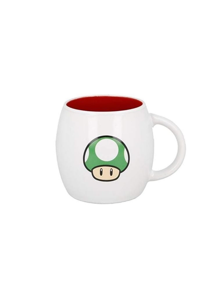 Premium Super Mario 1-Up Mushroom Mug – White Ceramic Coffee Cup with Green Mushroom Print - Image 1