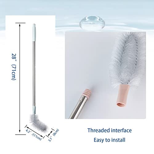 kehail 2 Pack 28" Long Bottle Brush, 3 & 5 Gallon Bottle Cleaner Brush, Nylon Bristles and Stainless Steel Handle Bendable Replaceable Brush Head Bottle Cleaning Brush - Image 5