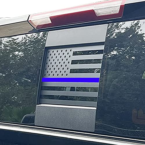 Zxiaochun Rear Middle Window American Flag Decal for Chevy Silverado GMC Sierra 2019 2020 2021 2022 2023 2024 2025 2026 Back Center Sliding Window Glass USA Flag Vinyl StickerThin Blue Line - Image 1
