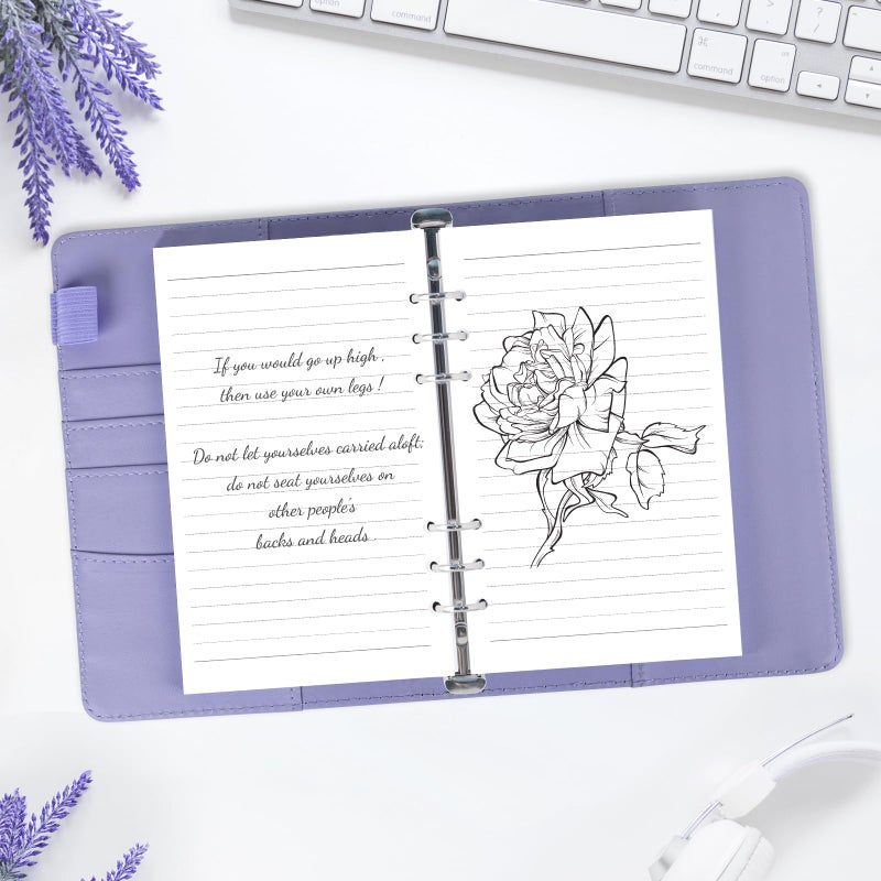 Billtigif A6 Refill Paper Planner Inserts, 6-Hole Loose Leaf Paper, College Ruled Loose Leaf with Binder Dividers, Punched Notebook Refills for 6-Ring Refillable Binder, 240 Pages, White - Image 4