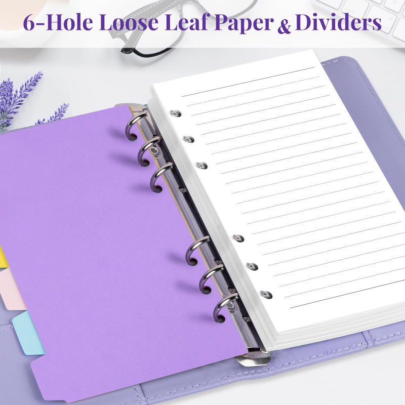 Billtigif A6 Refill Paper Planner Inserts, 6-Hole Loose Leaf Paper, College Ruled Loose Leaf with Binder Dividers, Punched Notebook Refills for 6-Ring Refillable Binder, 240 Pages, White - Image 5
