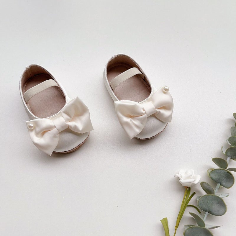 Toddler Girls Summer Princess Shoes with Magic Tape and Butterfly Bow White