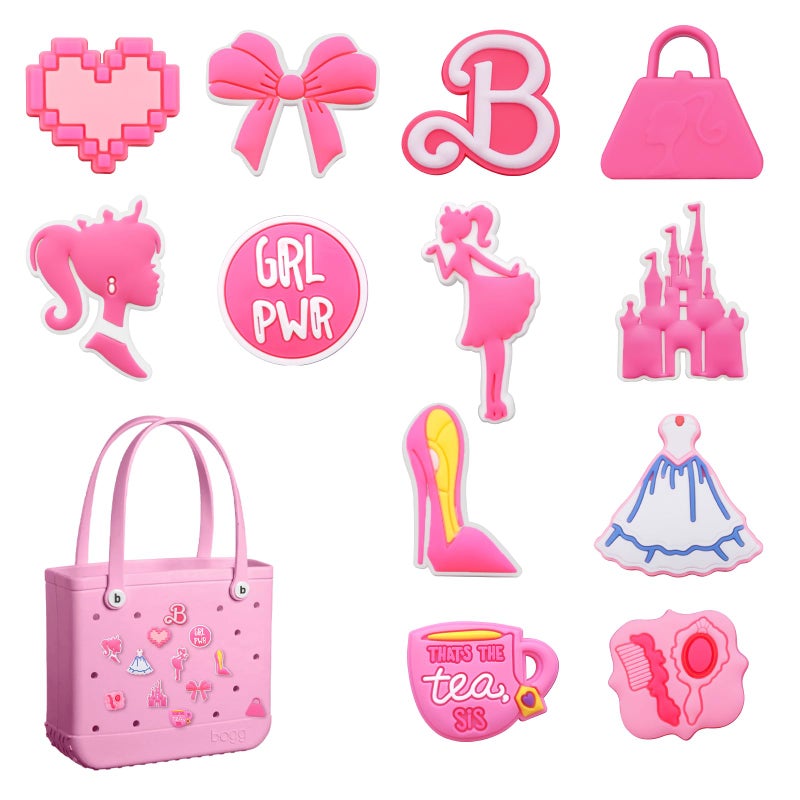 Yonuni 12Pcs Charms for Bitty Bogg Bag Accessories,PVC Pink Princess Bag Charms Compatible with Bogg Bag Original All Models and Simply Southern Totes,Inserts Charm Rubber Beach Bag Accessories - Image 1