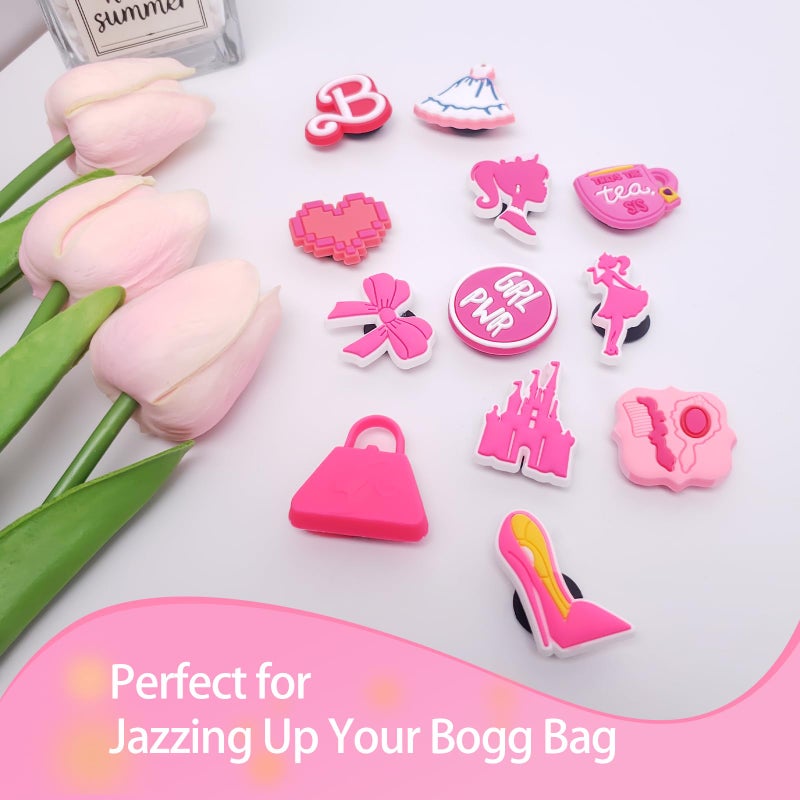Yonuni 12Pcs Charms for Bitty Bogg Bag Accessories,PVC Pink Princess Bag Charms Compatible with Bogg Bag Original All Models and Simply Southern Totes,Inserts Charm Rubber Beach Bag Accessories - Image 5