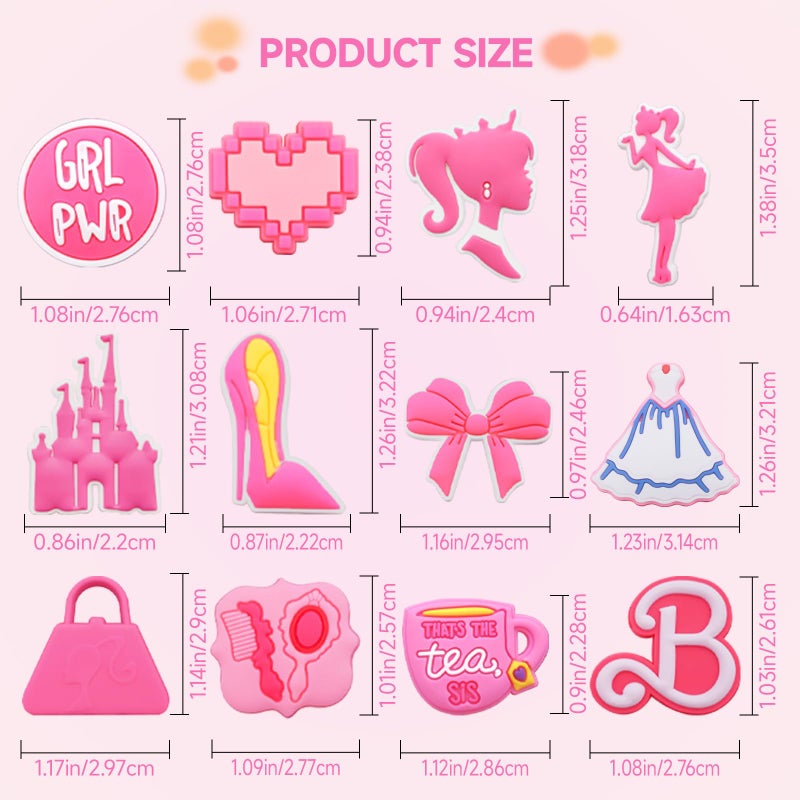 Yonuni 12Pcs Charms for Bitty Bogg Bag Accessories,PVC Pink Princess Bag Charms Compatible with Bogg Bag Original All Models and Simply Southern Totes,Inserts Charm Rubber Beach Bag Accessories - Image 4