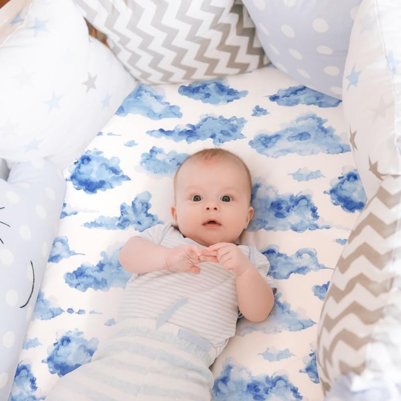 FIGEPO 4 Pack Breathable Bassinet Sheets for Baby Boys Neutral Unisex Soft Bassinet Fitted Sheets for Toddler Travel Bassinet Sky - Image 4