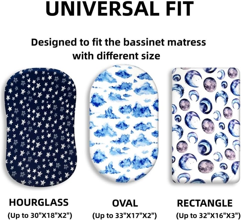 FIGEPO 4 Pack Breathable Bassinet Sheets for Baby Boys Neutral Unisex Soft Bassinet Fitted Sheets for Toddler Travel Bassinet Sky - Image 2