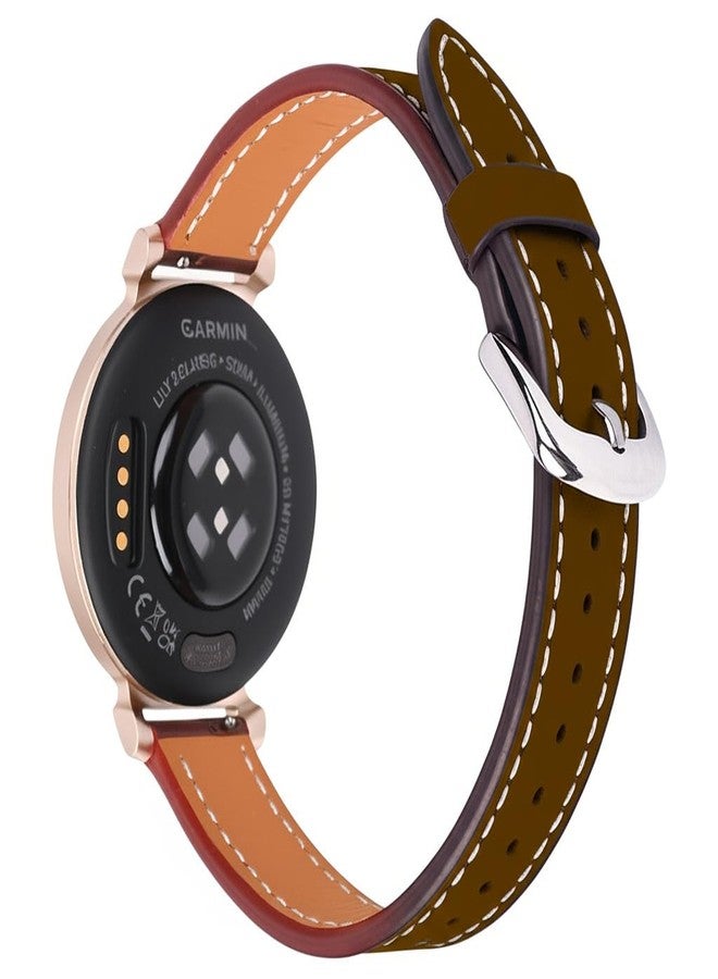 C2D JOY Leather Straps Compatible with Garmin Lily 2 Bands Smartwatch Replacement Watchband for Women (Brown) - Image 1