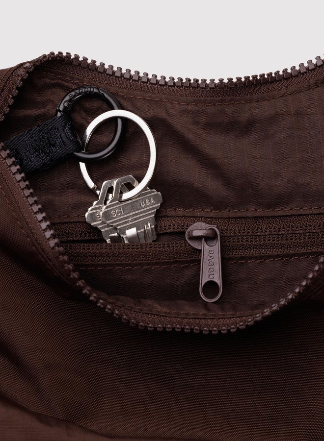 BAGGU Small Nylon Crescent Bag - Coffee - Image 3