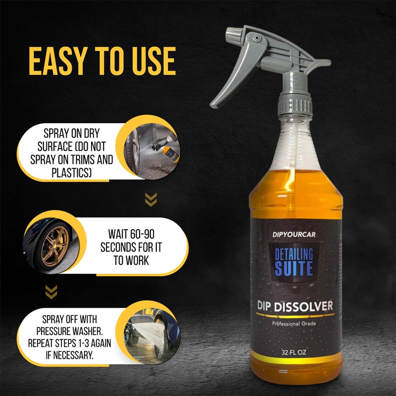 DipYourCar ديب يور كار دوت كوم مذيب بلاستي ديب - مزيل التشطيب، مزيل الطلاء، ومنظف للسيارات المطلية ببلاستي ديب - يذيب ويزيل الديب ليصبح رقيقًا للتقشير (32 أونصة زجاجة رذاذ) - Image 4