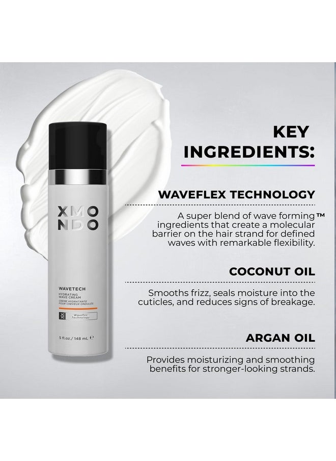 XMONDO XMONDO Hair Wavetech Hydrating Wave Cream - Vegan Formula with Coconut & Argan Oil for Breakage Protection and Hair Hydration, 5 Fl Oz 1-Pack  - Image 4