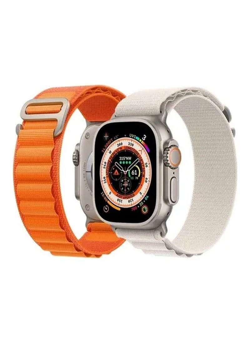 Rabos - 2Pack for Apple Watch Alpine Loop Band 49mm/45mm/44mm Nylon Woven Sport Strap Compatible with iWatch Series 8/Ultra/7/SE/6/5/4/3/2/6 White/Orange - Image 1