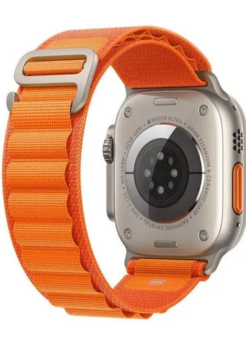 Rabos - 2Pack for Apple Watch Alpine Loop Band 49mm/45mm/44mm Nylon Woven Sport Strap Compatible with iWatch Series 8/Ultra/7/SE/6/5/4/3/2/6 White/Orange - Image 1