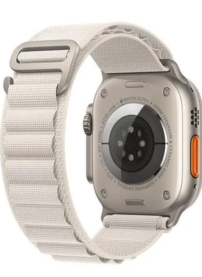 Rabos - 2Pack for Apple Watch Alpine Loop Band 49mm/45mm/44mm Nylon Woven Sport Strap Compatible with iWatch Series 8/Ultra/7/SE/6/5/4/3/2/6 White/Orange - Image 1