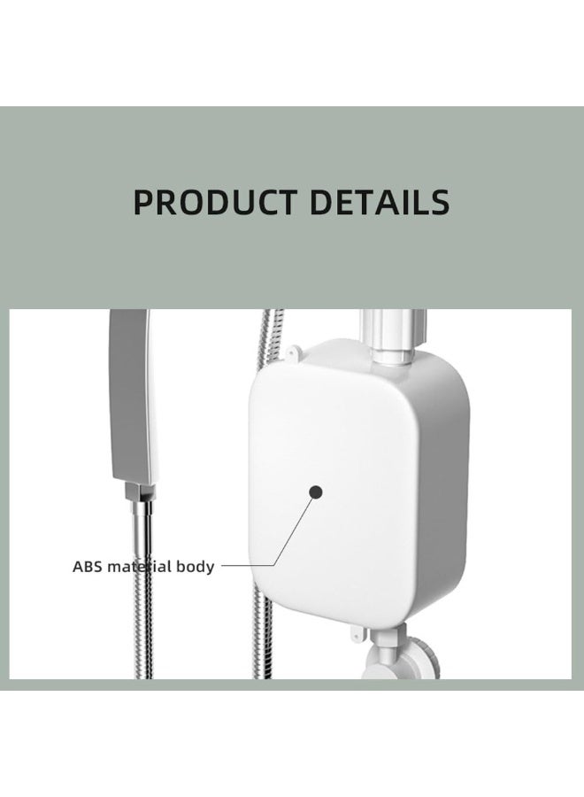 Macon Instant Electric Tankless water heater with shower head, temperature control, and LED display, in white. - Image 5