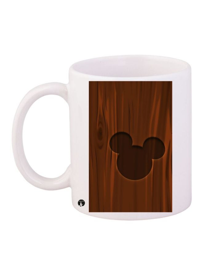 RYN Mickey Mouse Printed Coffee Mug White/Brown 11ounce