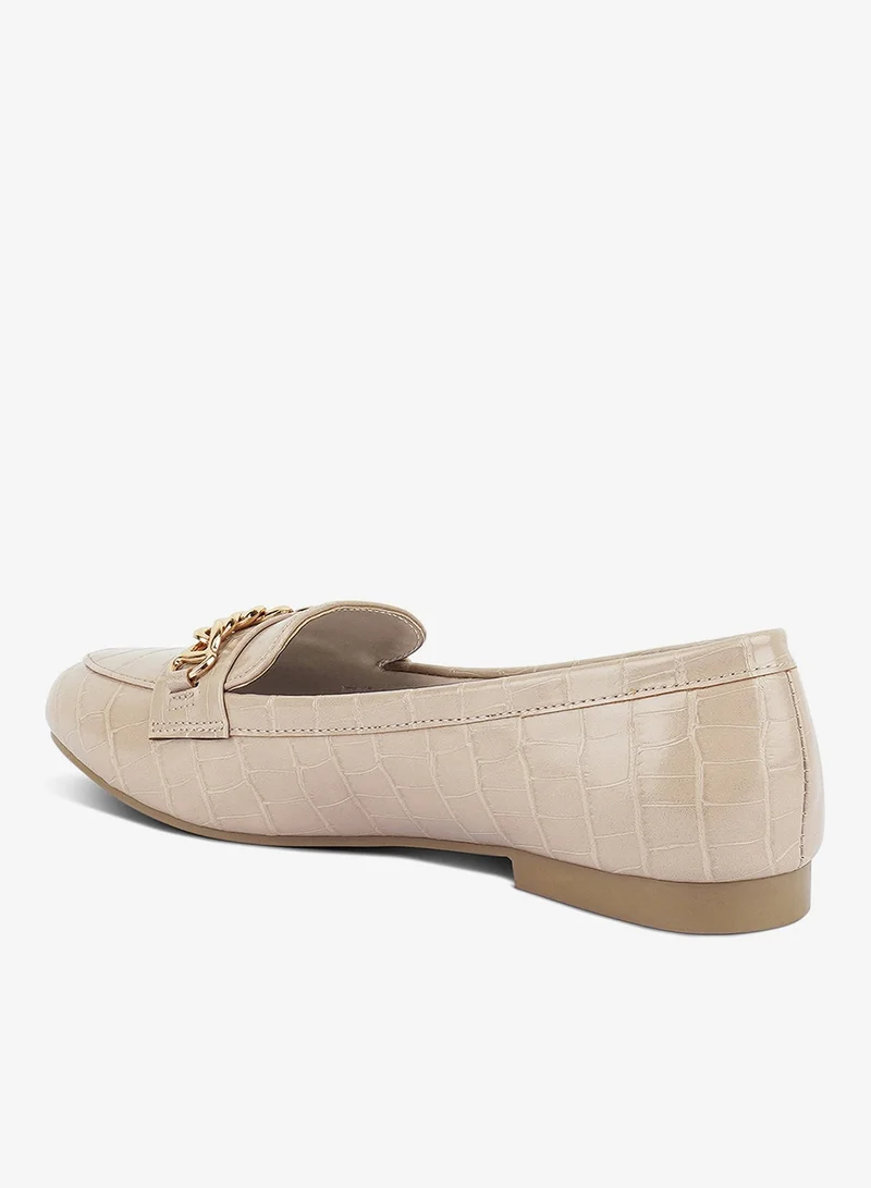 London Rag Beige Beige Gold Chain Detail Flat Loafers for Women | Best Price UAE