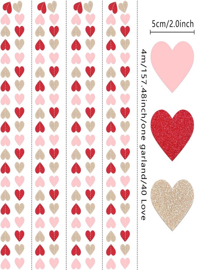 Moitkptt 4 Packs 52FT Love Heart Garland Valentines Banner Engagement Decorations Streamer for Valentine's Day Anniversary Bachelorette Wedding Bridal Shower Birthday Father's Mother's Day Decorations (Red) - Image 2