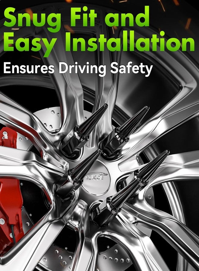 EZISOE 24pcs M14x1.5 Spike Wheel Lug Nuts, Closed End Spike Lug Nuts with 1 Socket Key, Conical Bulge Seat, Compatible with Silverado/Sierra 1500, Black - Image 5