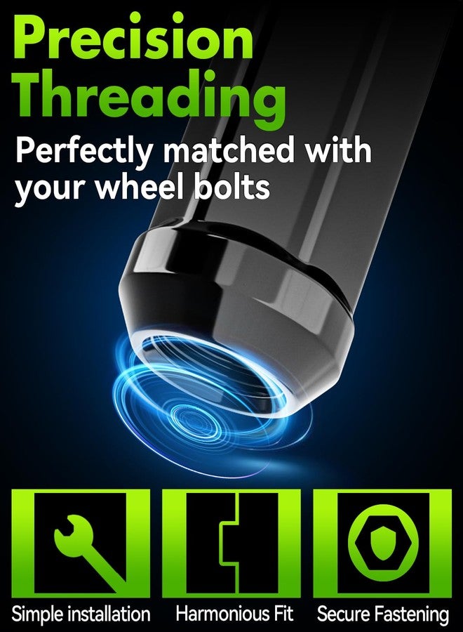 EZISOE 24pcs M14x1.5 Spike Wheel Lug Nuts, Closed End Spike Lug Nuts with 1 Socket Key, Conical Bulge Seat, Compatible with Silverado/Sierra 1500, Black - Image 4