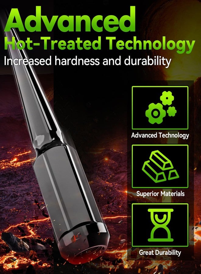 EZISOE 24pcs M14x1.5 Spike Wheel Lug Nuts, Closed End Spike Lug Nuts with 1 Socket Key, Conical Bulge Seat, Compatible with Silverado/Sierra 1500, Black - Image 2