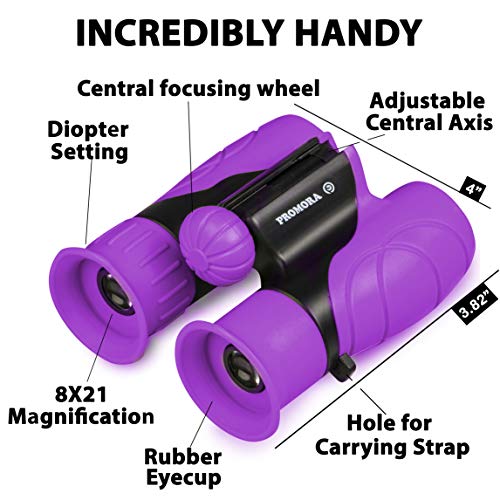 Promora Binoculars for Kids, Set with Magnifying Glass & Compass Purple - Perfect Toy for Little Boys and Girls, Kids Binoculars for 3-12 Years Boys and Girls Present for Toddler - Image 5