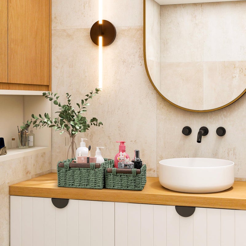 DUO ER Storage Basket Wicker Baskets for Organizing Toilet Paper Storage Basket for Toilet Tank Top,Green - Image 4