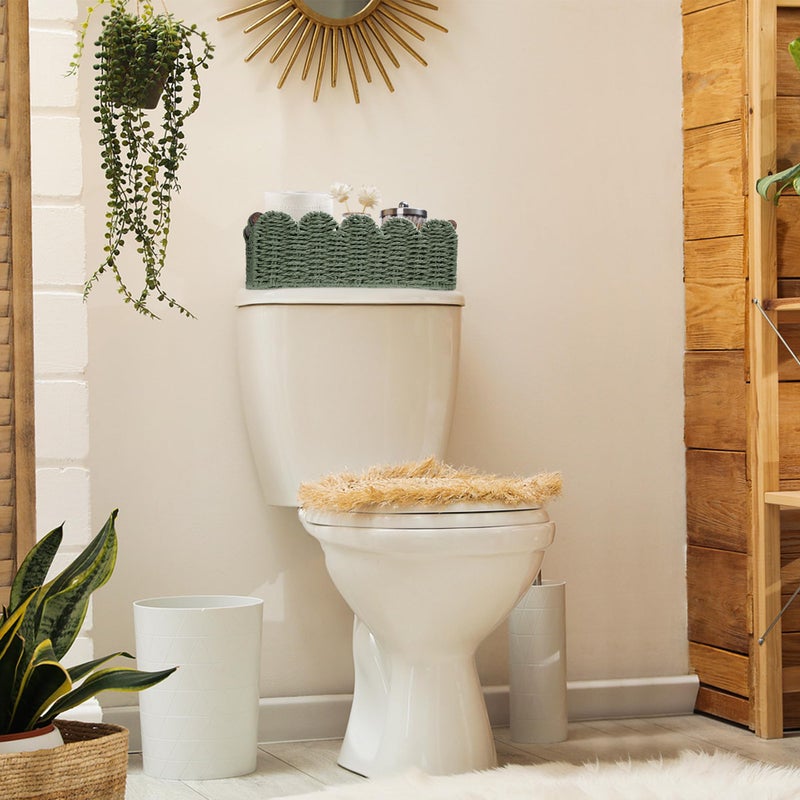 DUO ER Storage Basket Wicker Baskets for Organizing Toilet Paper Storage Basket for Toilet Tank Top,Green - Image 3