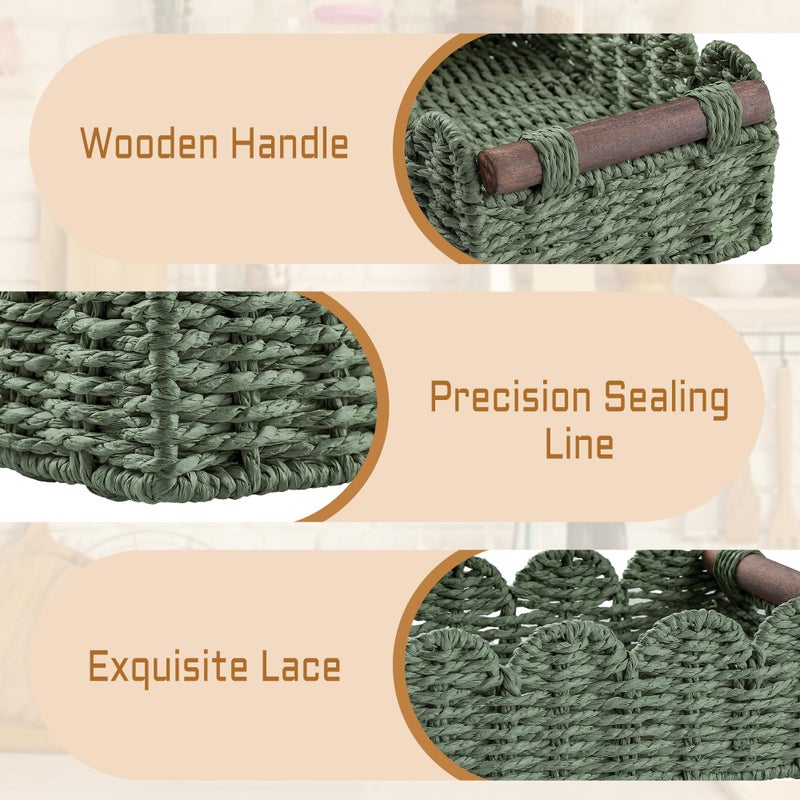 DUO ER Storage Basket Wicker Baskets for Organizing Toilet Paper Storage Basket for Toilet Tank Top,Green - Image 2