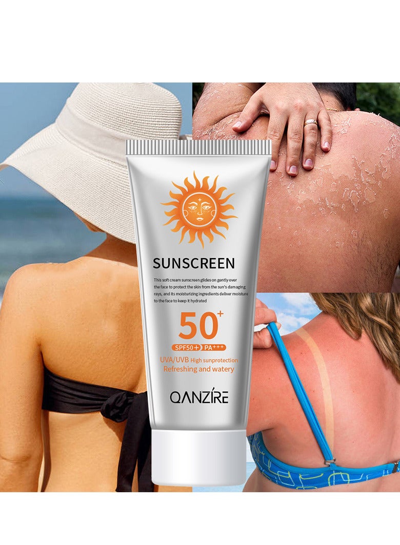  كانزير واقي شمسي معدني SPF 50+ - واقي شمسي طبيعي آمن وطبيعي - واقي شمسي مقاوم للماء - حماية عالية من أشعة الشمس فوق البنفسجية UVA/UVB - لوشن واقي شمسي نباتي نقي من أشعة الشمس بعامل حماية من الأشعة فوق البنفسجية - منعش ومائي - 50 غم - Image 3
