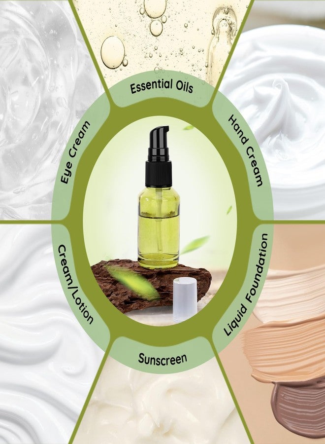 Segbeauty 12pcs 1oz Glass Empty Travel Size Bottles for Creams, Refillable Lotion Pump Bottle Dispenser, 30ml Liquid Travel Containers, Green Mini Lotion Container Foundation Cosmetics Pump Dispensers - Image 4