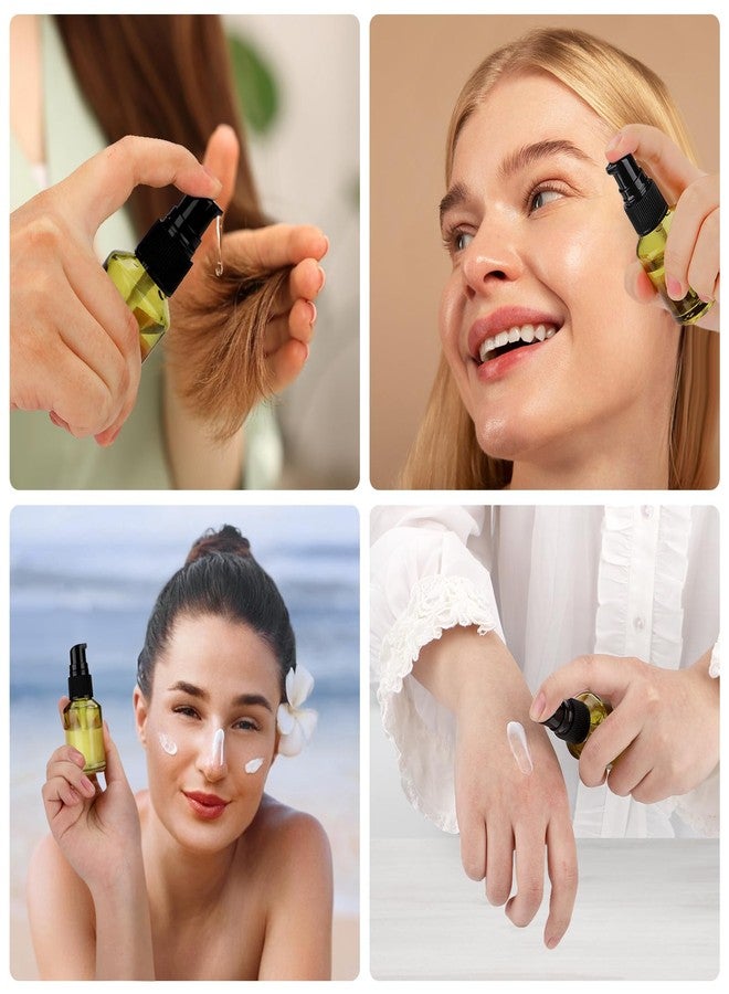 Segbeauty 12pcs 1oz Glass Empty Travel Size Bottles for Creams, Refillable Lotion Pump Bottle Dispenser, 30ml Liquid Travel Containers, Green Mini Lotion Container Foundation Cosmetics Pump Dispensers - Image 5