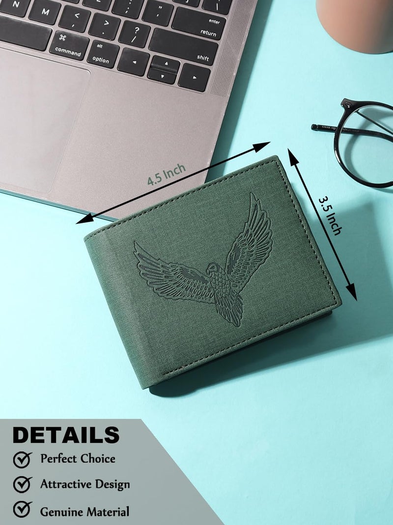 SAMTROH Vegan Leather Wallet for Men | Vintage Printed | Premium Vegan Leather Craftsmanship | 3 Card Slots I 2 Cash Compartments & Secret Slots | 1 Coin Pocket. (Eagle, Green) - Image 4