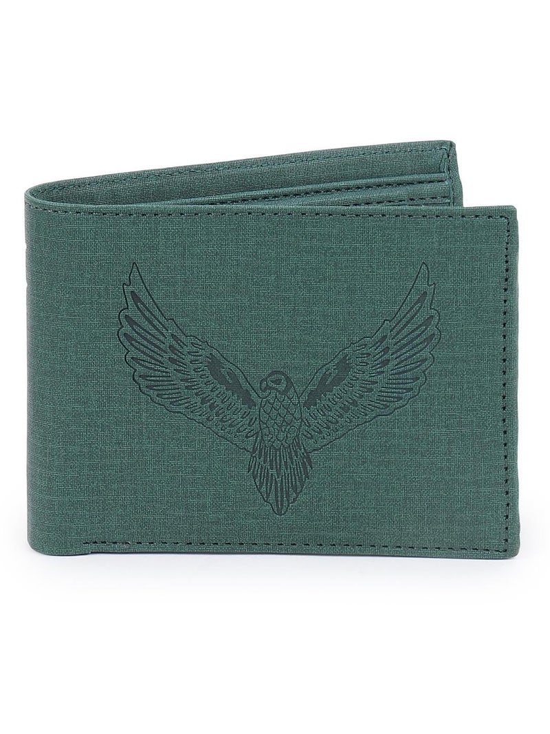 SAMTROH Vegan Leather Wallet for Men | Vintage Printed | Premium Vegan Leather Craftsmanship | 3 Card Slots I 2 Cash Compartments & Secret Slots | 1 Coin Pocket. (Eagle, Green) - Image 1